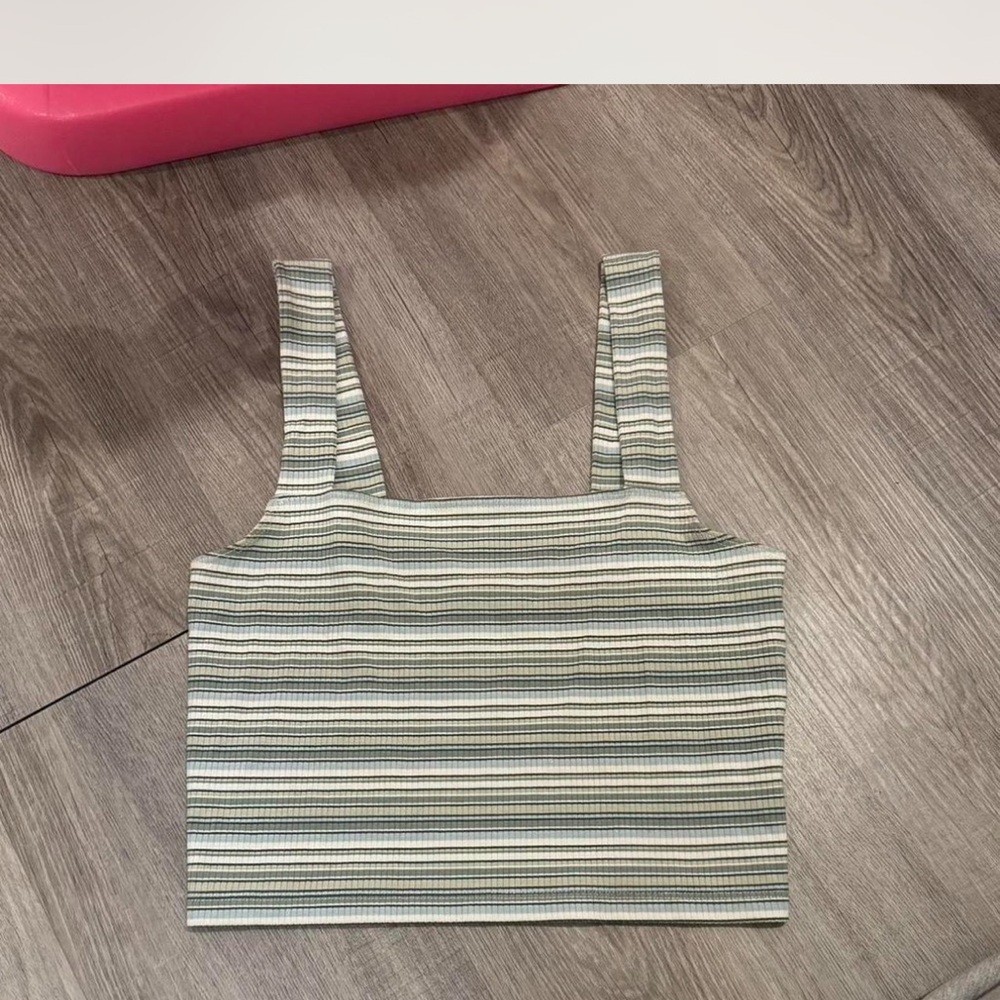 American Eagle Outfitters Green and White Striped Top